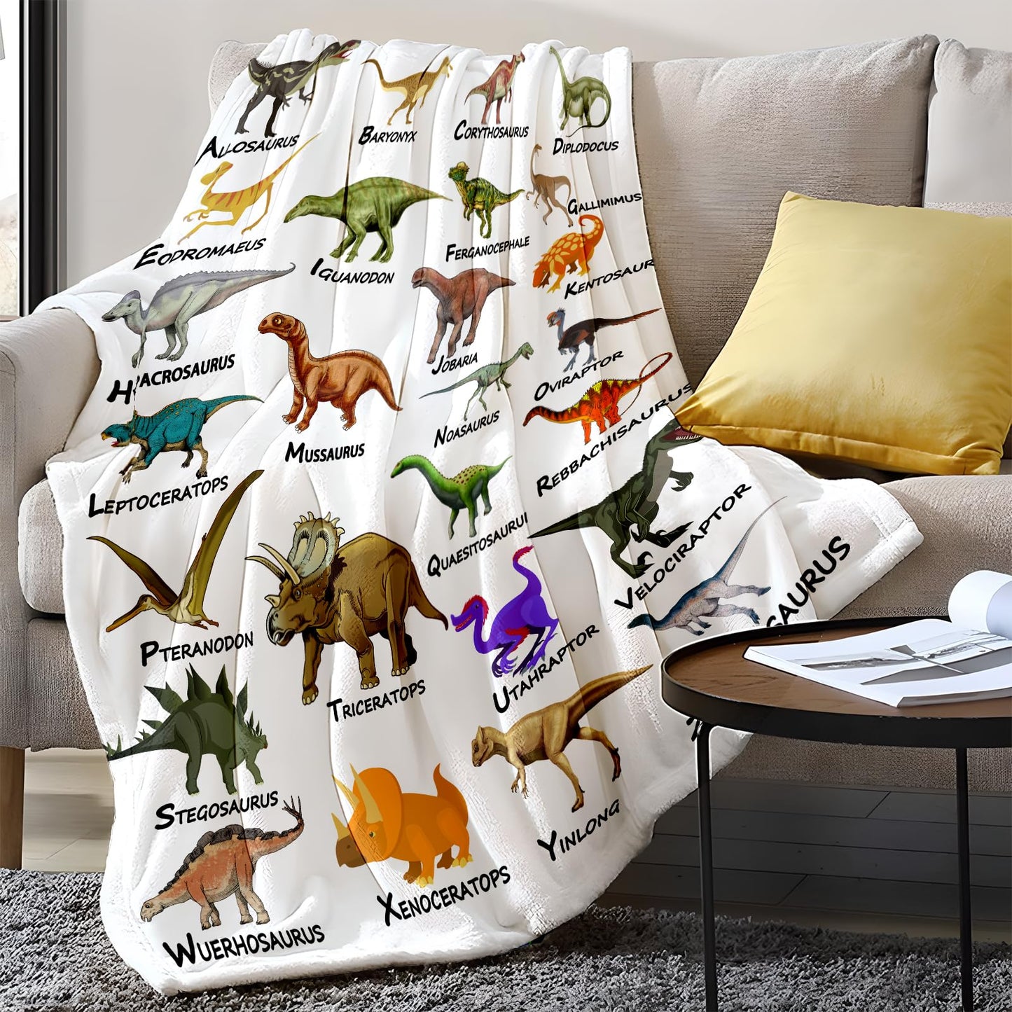 Dinosaur Blanket for Boys Kids 350GSM Soft Flannel Blanket for Boys Children's Toys are Suitable for Beds, Sofas, Outdoor Camping and School Lunch Break 50 * 60in