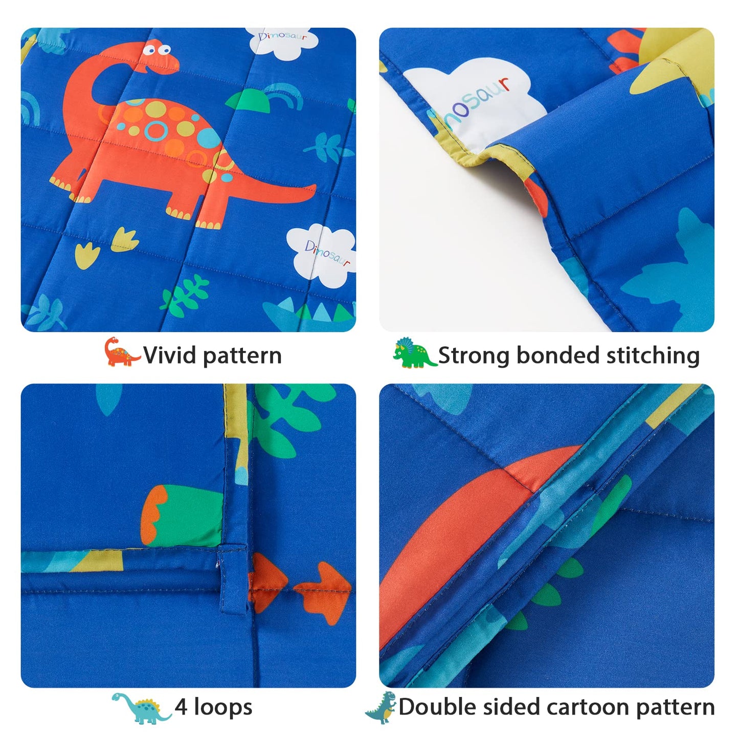 HOSUKKO Weighted Blanket - Weighted Blanket 5 lbs Blue Dinosaur Heavy Blanket - Breathable Blanket(36 * 48 inches, 5 lbs)