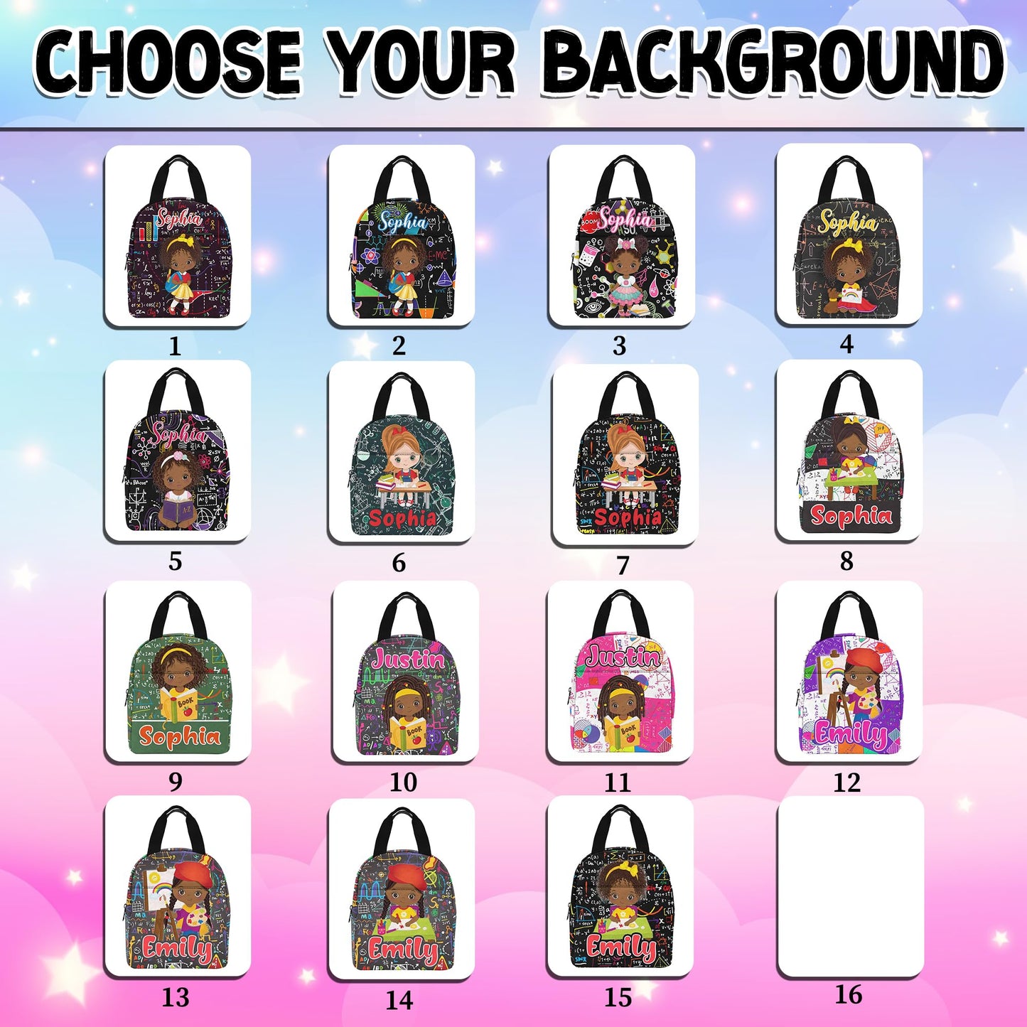 Personalized Backpack Set from Mom Dad, Custom Dark Pink Stars Bookbag and Lunch Box Customized Name Schoolbag Fashion Shoulder Bag Travel Bag for Family