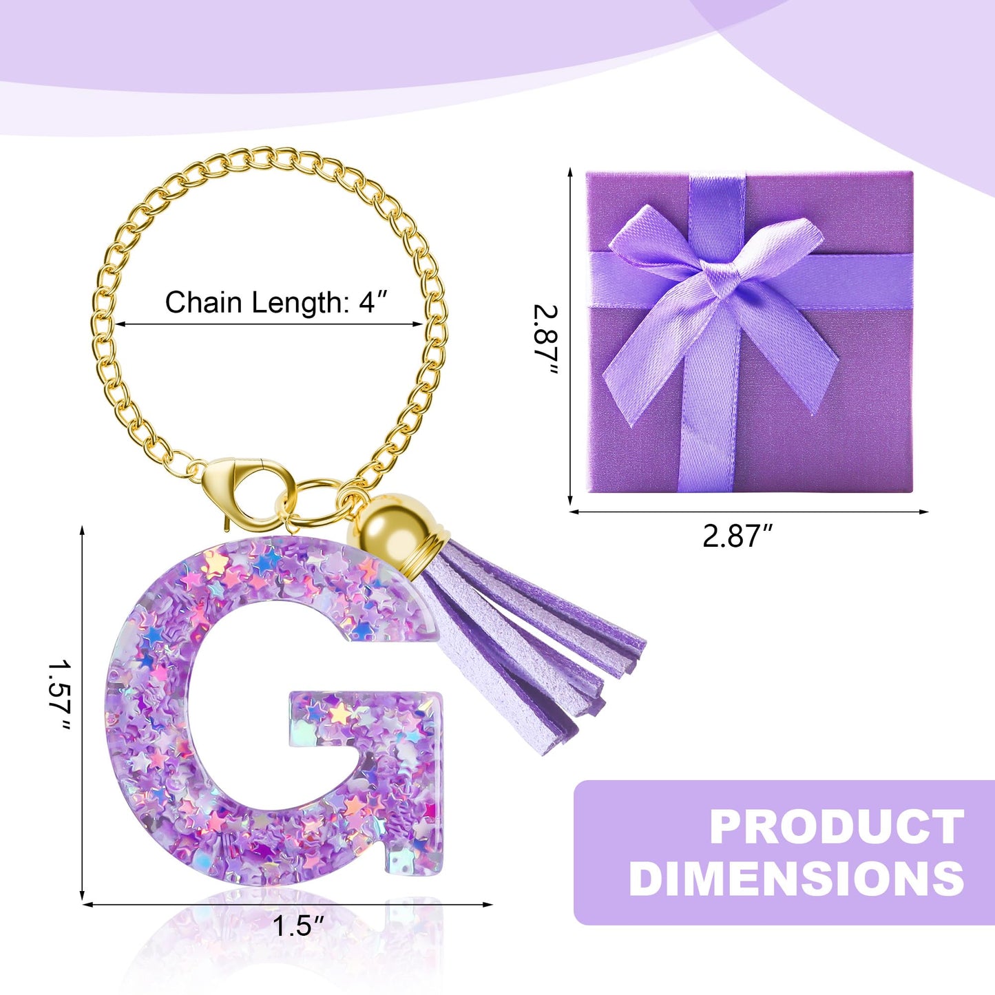 Letter Charm for Stanley Cup, 1PCS Purple Tumbler Accessories Charm for Handle, Initial Charm for Girls Women