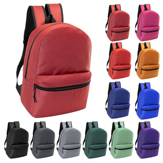 24-Pack 17" School Backpacks for Kids - Backpacks in Bulk for Elementary, Middle, and High School Students, 12 Assorted Colors