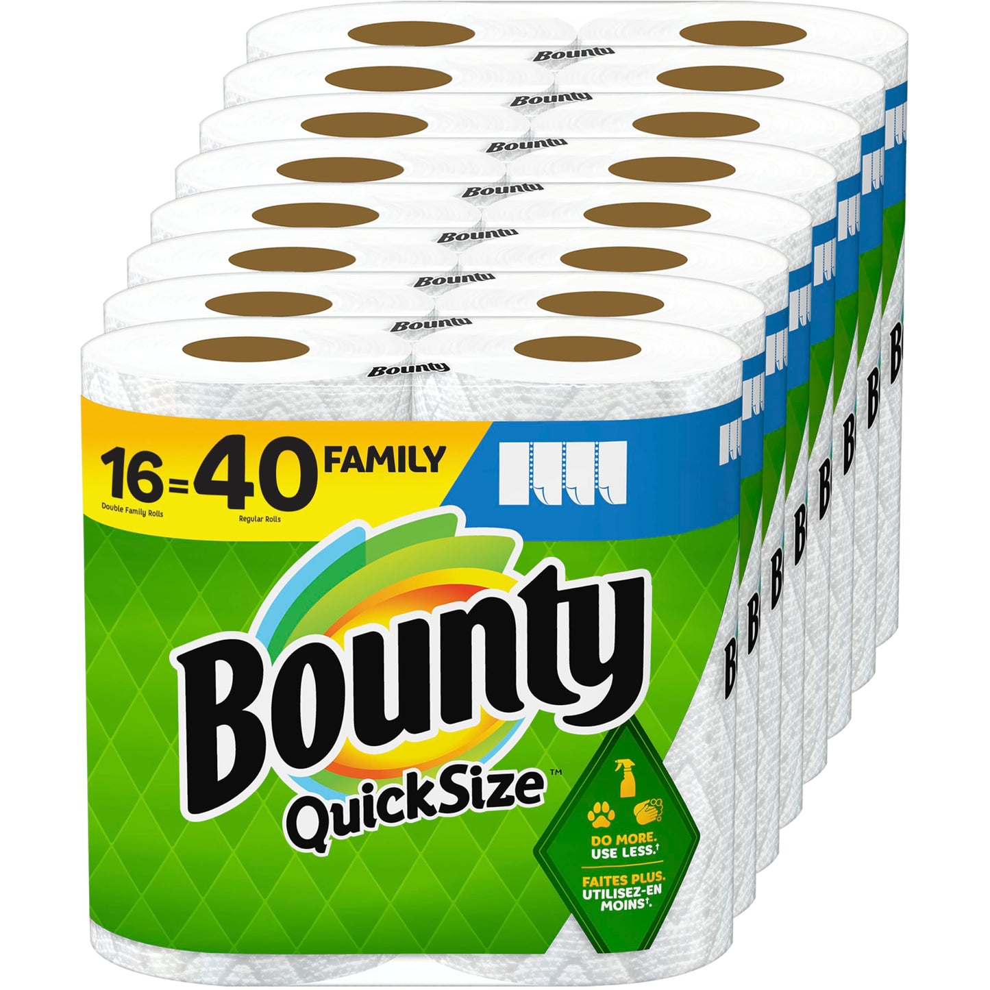 Bounty Quick Size Paper Towels, White, 8 Family Rolls = 20 Regular Rolls