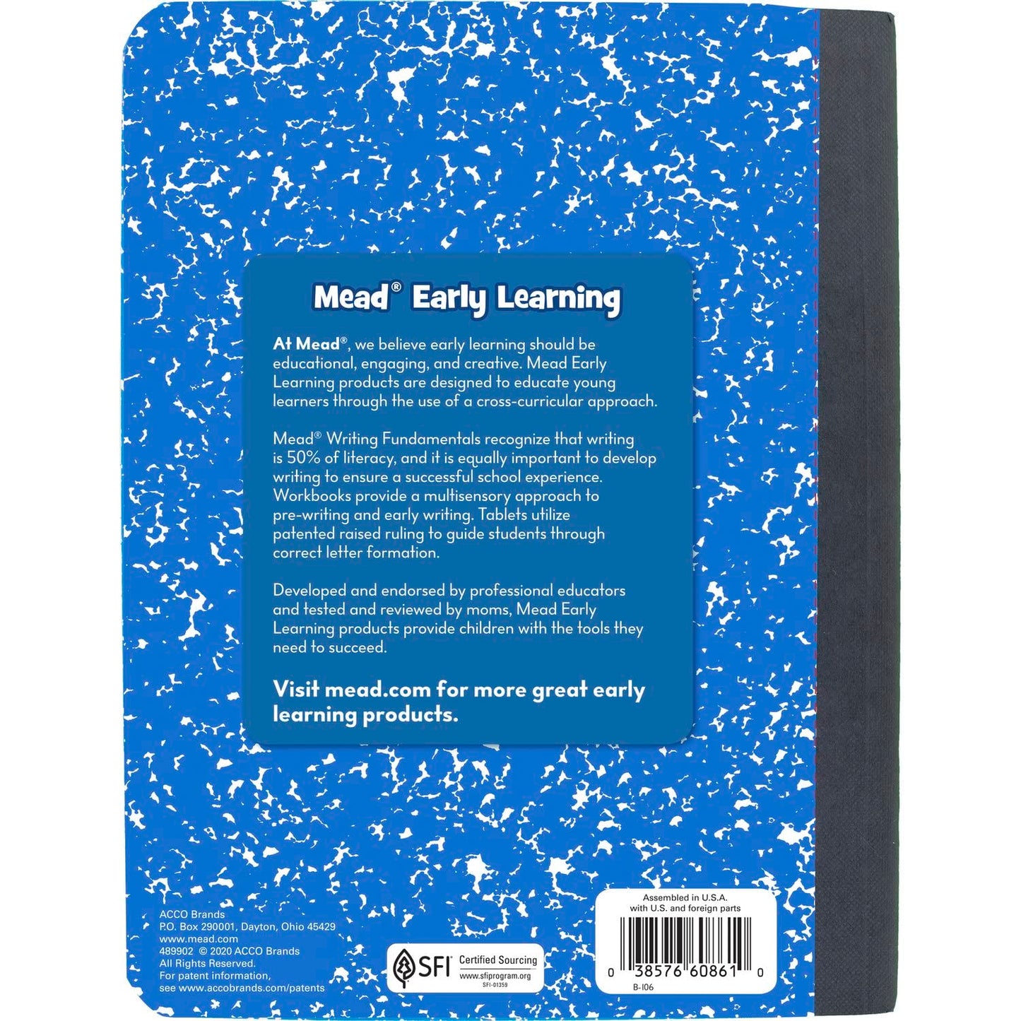 Mead Primary Composition Notebook, Wide Ruled Paper, Grades K-2 Writing Workbook, 9-3/4" x 7-1/2", 100 Sheets, Blue Marble (09902)