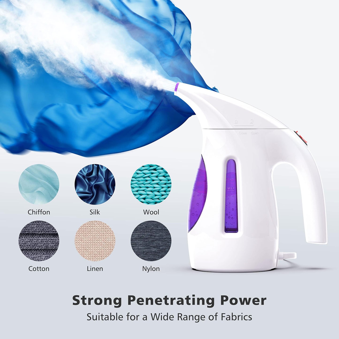 HiLIFE Steamer for Clothes, Portable Handheld Design, 240ml Big Capacity, 700W, Strong Penetrating Steam, Removes Wrinkle, for Home, Office(ONLY FOR 120V)