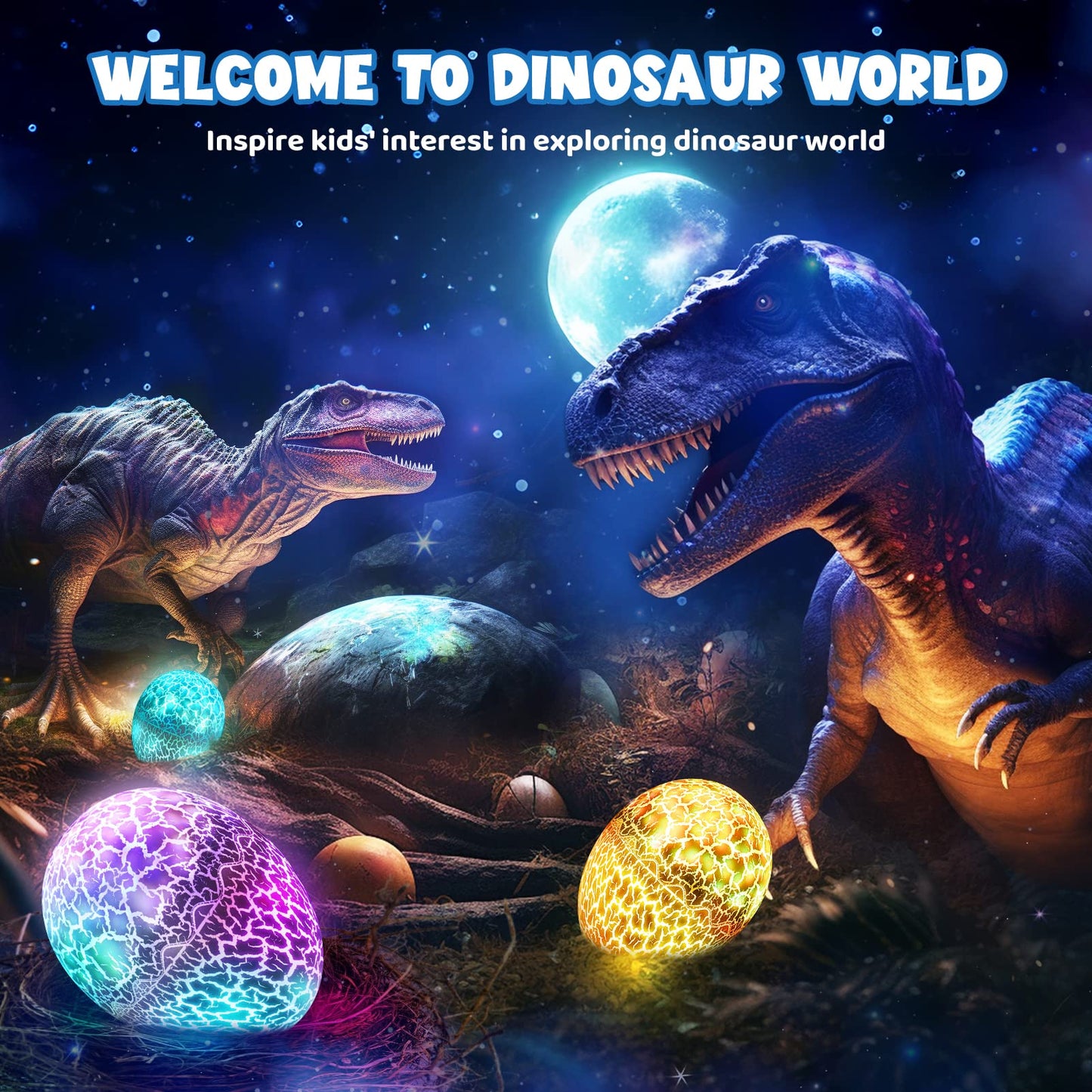 Dinosaur Toys for Kids Age 3-12: Wired Dinosaurs Egg Night Light Gifts for Boys 4 5 6 7 8 9 Year Old 2-in-1 Dino & Star Projector with 360° Rotation Timer for Boy Ages 3-5 Birthday Easter Gifts Decor