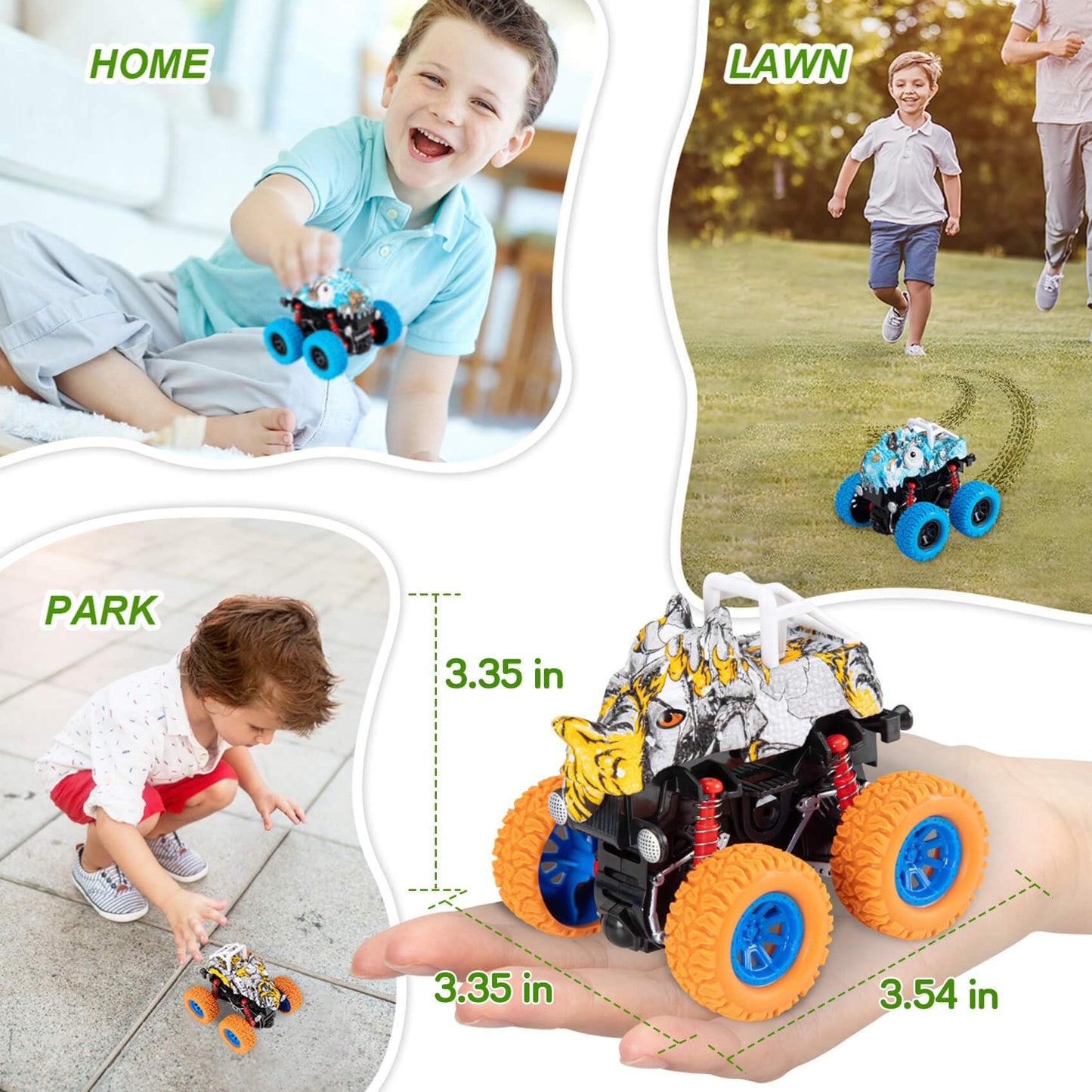 LODBY Dinosaur Toys for 2 3 4 5 Year Old Boys , Pull Back Vehicles Toys Monster Truck for Toddler Boys Age 2-4-6, Dino Cars for Kids 3-5 Year Old Christmas Birthday Gifts