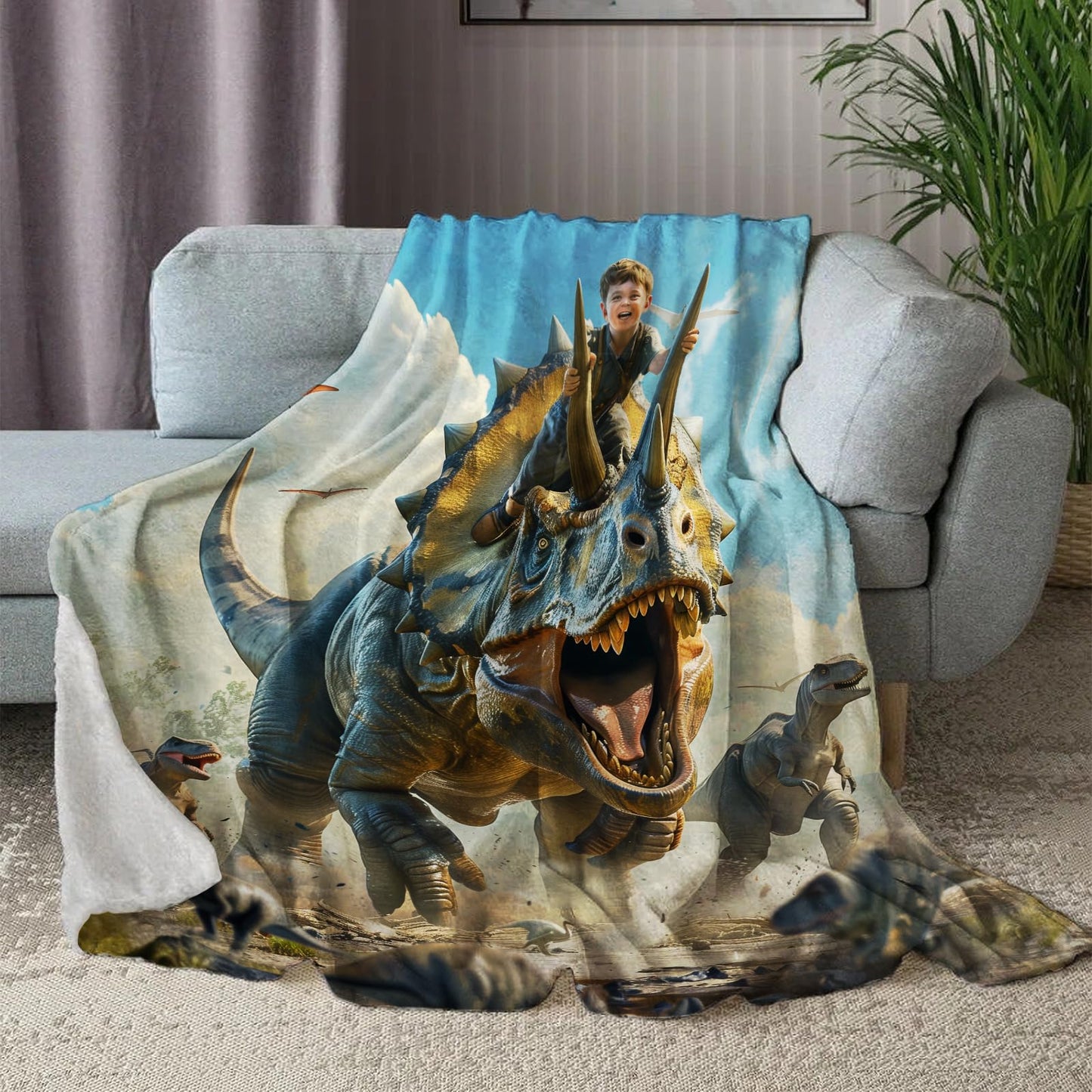 Dinosaur Blanket for Boys Kids 350GSM Soft Flannel Blanket for Boys Children's Toys are Suitable for Beds, Sofas, Outdoor Camping and School Lunch Break 50 * 60in