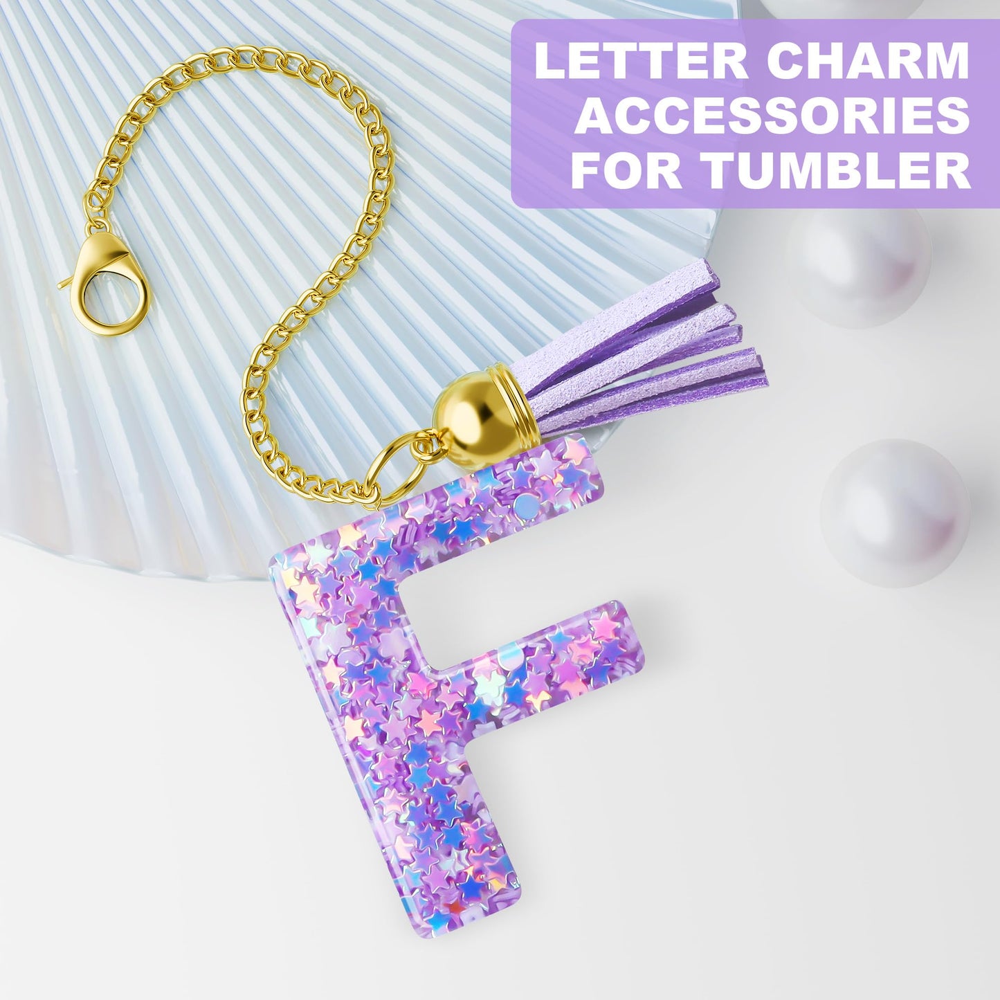 Letter Charm for Stanley Cup, 1PCS Purple Tumbler Accessories Charm for Handle, Initial Charm for Girls Women