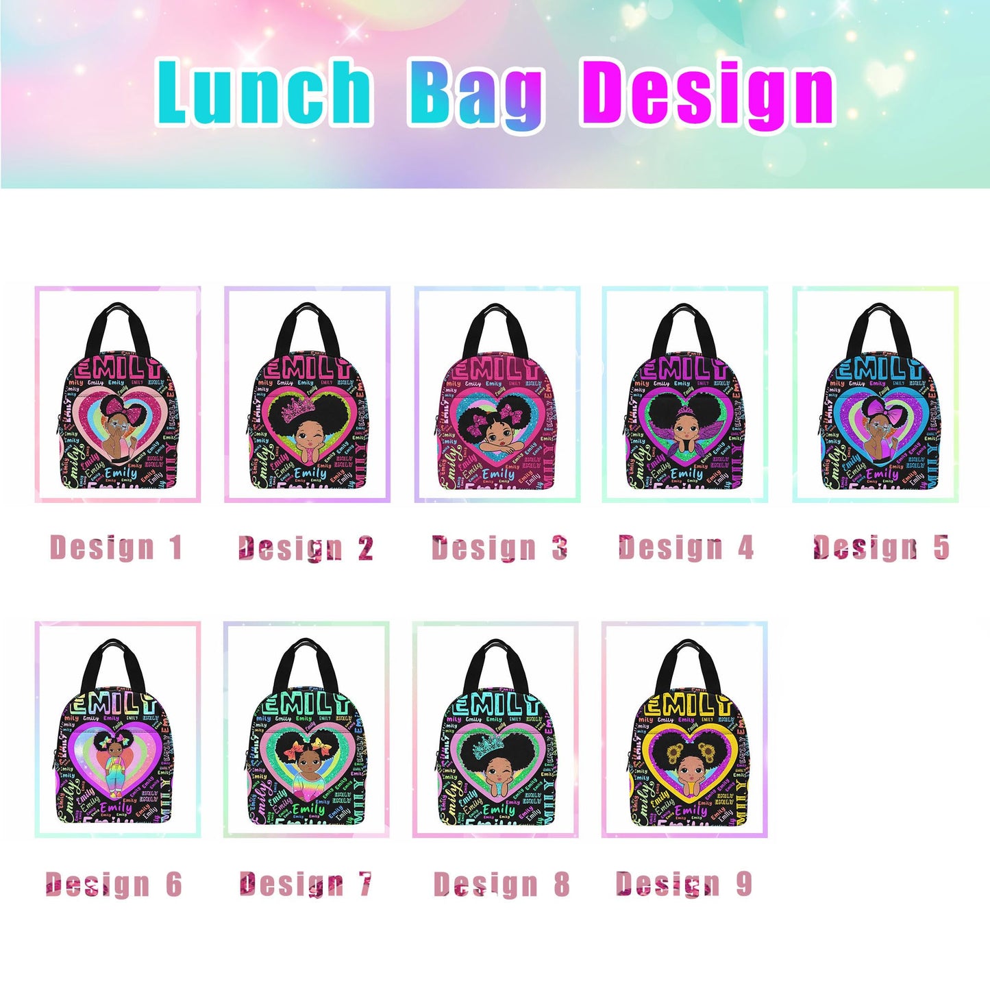 InterestPrint Custom Kids Backpack for Girls Sparkle Children Casual Daypack Backpacks with Lunch Bag Personalized with Kid's Name Preschool School Bag, Children Travel Bookbag for School Season