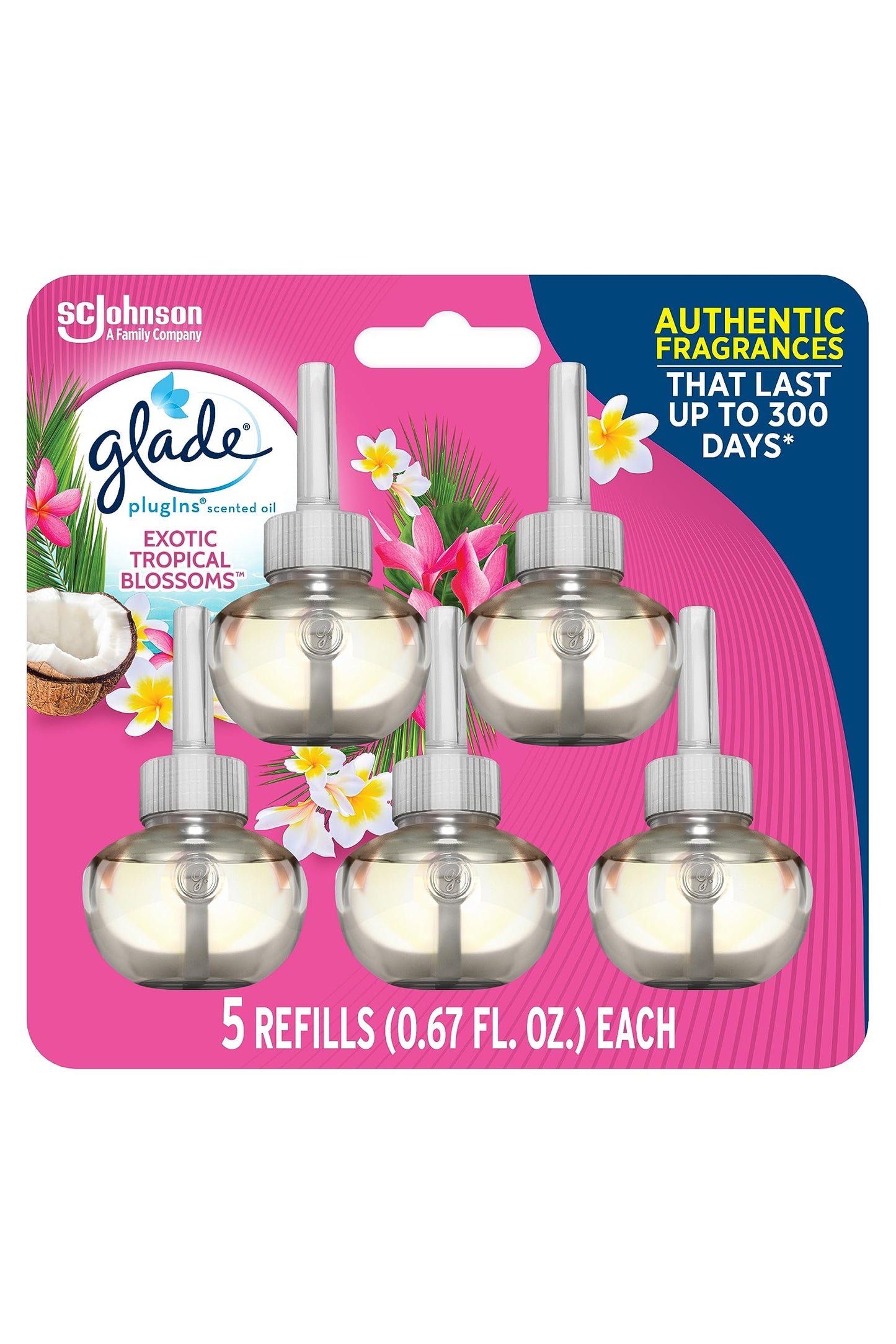 Glade PlugIns Refills Air Freshener, Scented and Essential Oils for Home and Bathroom, Apple Cinnamon, 3.35 Fl Oz, 5 Count