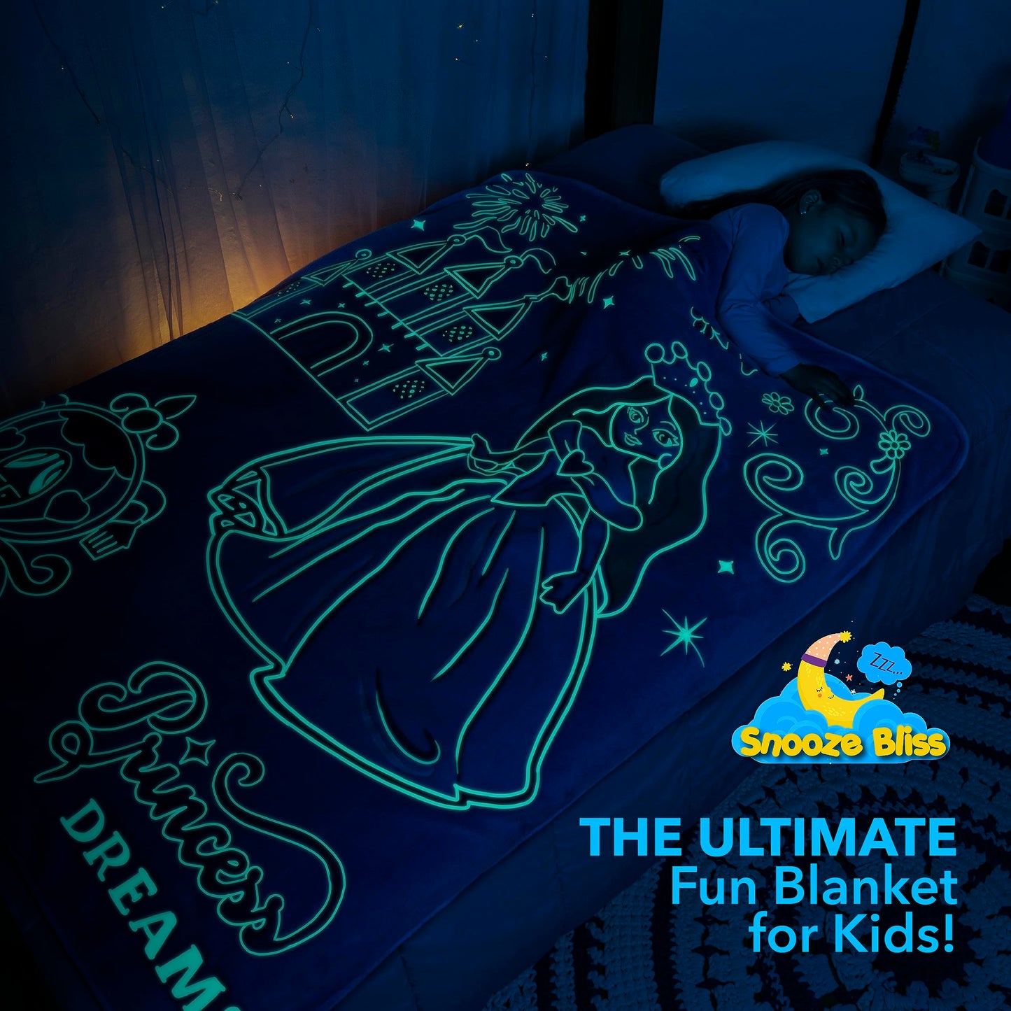 Glow in The Dark Dinosaur Blanket for Boys –Soft Plush Blue Fleece Throw Blanket. Great Dinosaur Gifts for Kids, Grandkids, Baby, Toddler, Birthday, Christmas! 8+ Hour Glow. (50”X60”)