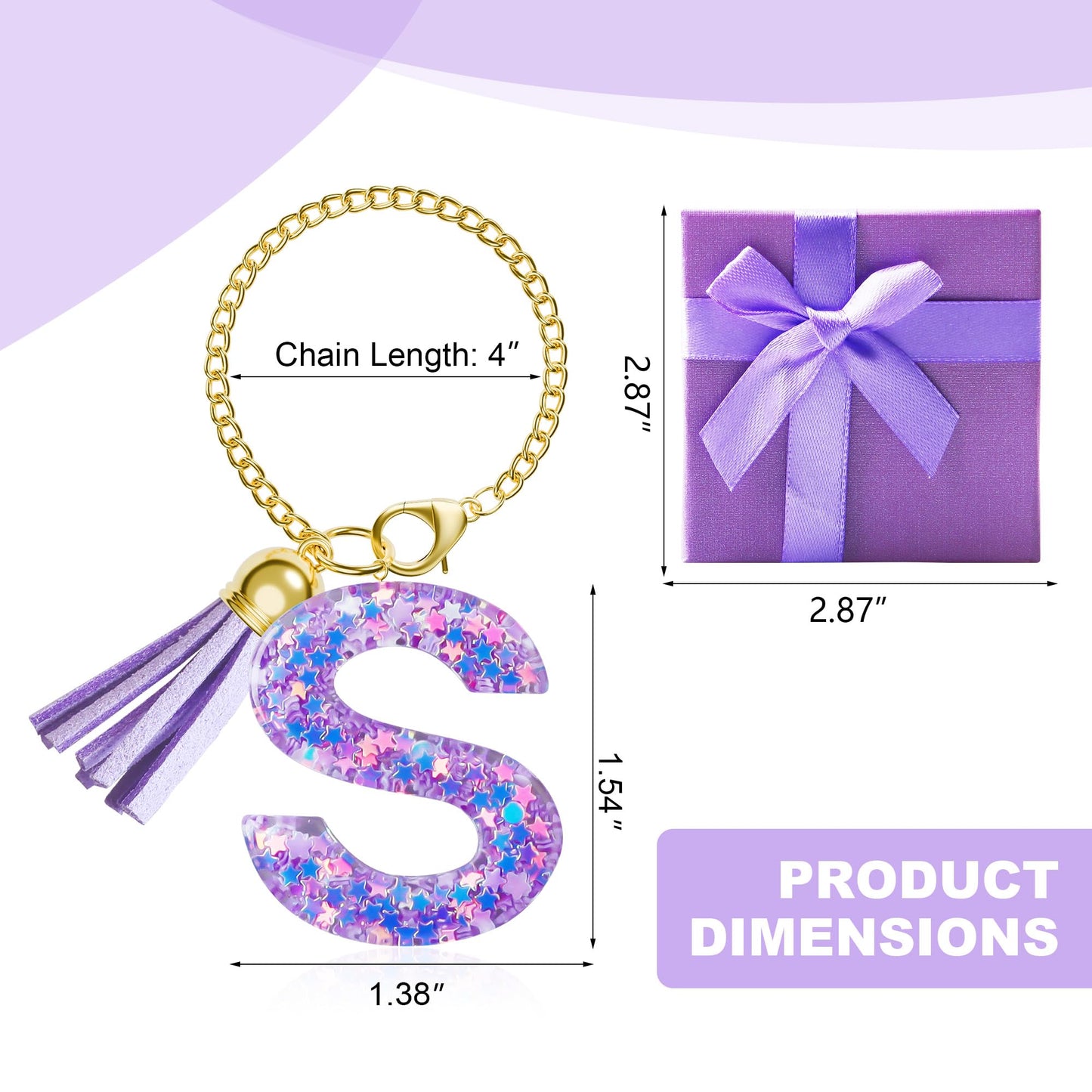 Letter Charm for Stanley Cup, 1PCS Purple Tumbler Accessories Charm for Handle, Initial Charm for Girls Women