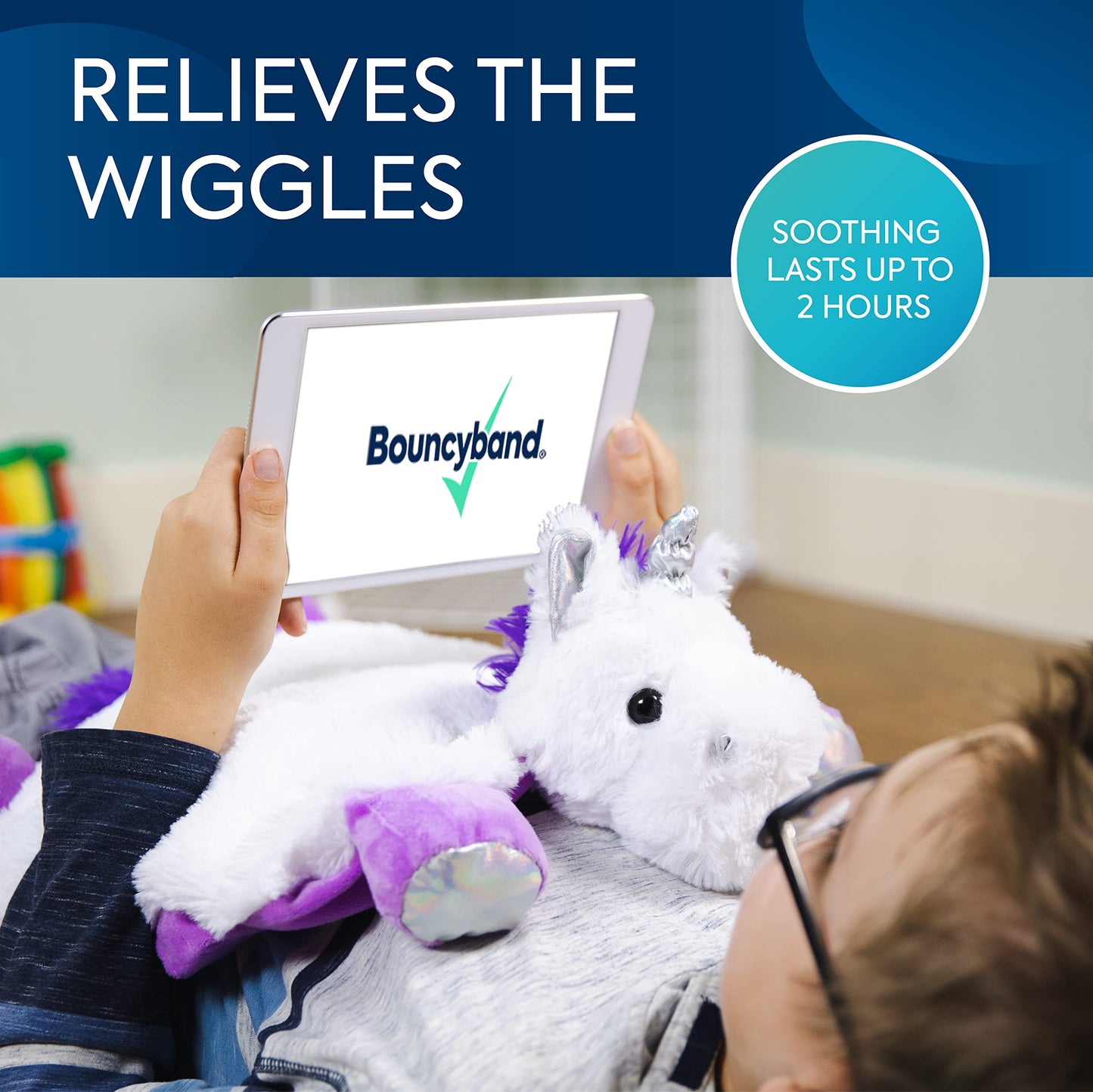 Bouncyband Weighted Sensory Kid’s Washable Unicorn Lap Pad – Therapeutic 15x14” 5lb Lap Pad for Kids – Perfect for The Classroom