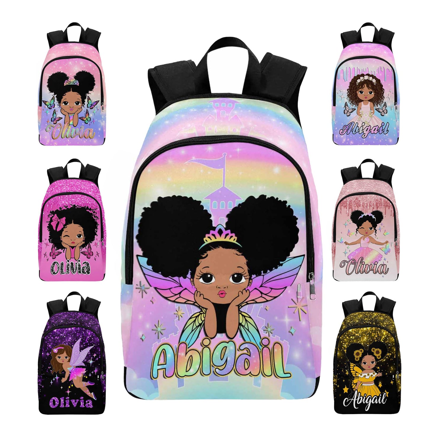 M YESCUSTOM Custom School Butterfly Backpack for Girls, Personalized Name Girls Bookbag Elementary Middle School Bags Travel Laptop Back Pack Casual Daypacks