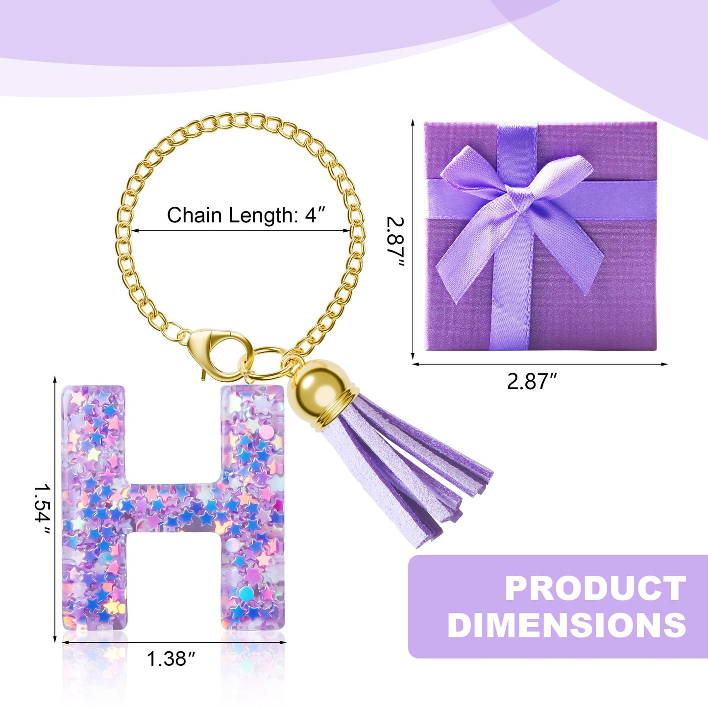 Letter Charm for Stanley Cup, 1PCS Purple Tumbler Accessories Charm for Handle, Initial Charm for Girls Women