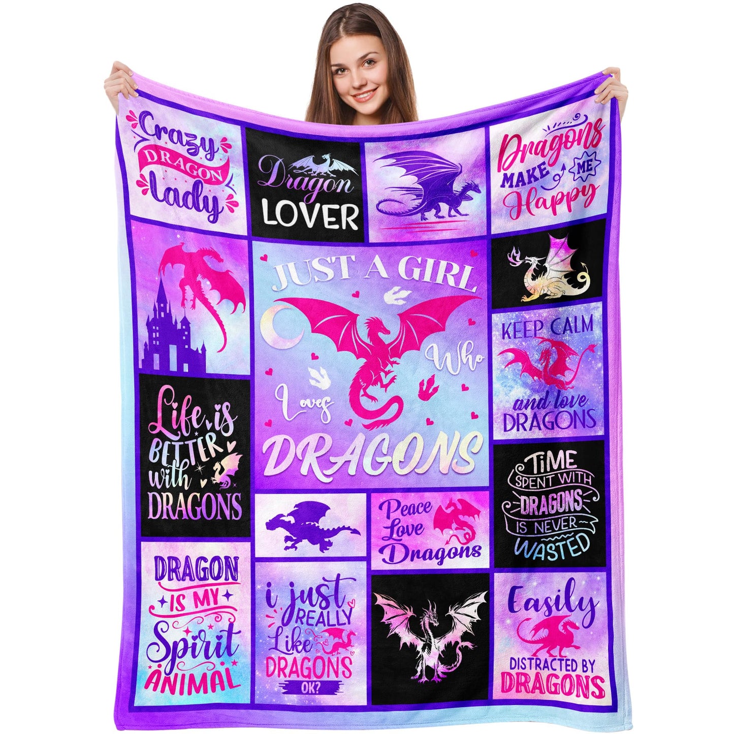 Dinosaur Gifts for Girls, Girl Dinosaur Blanket, Just a Girl Who Loves Dinosaurs, Cute Dinosaur Birthday Decorations Gifts, Gifts for Dinosaur Lovers Christmas Throw Blanket 40"x50"