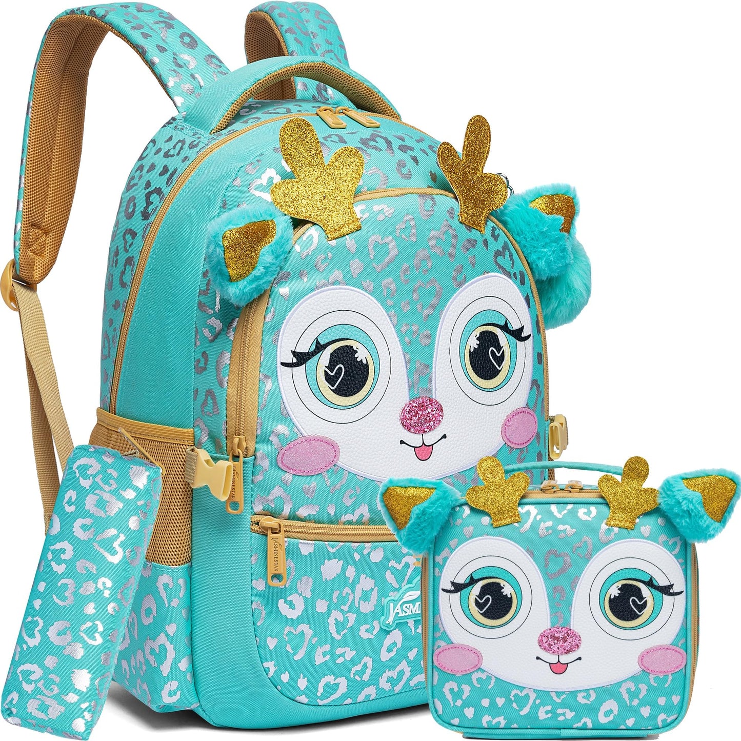 Meetbelify Backpacks for Girls,Kids School Backpacks with Lunch Box for Elementary Preschool Students Cute Panda Sequin Travel Backpack 3 in 1 Bookbag Set for Girls