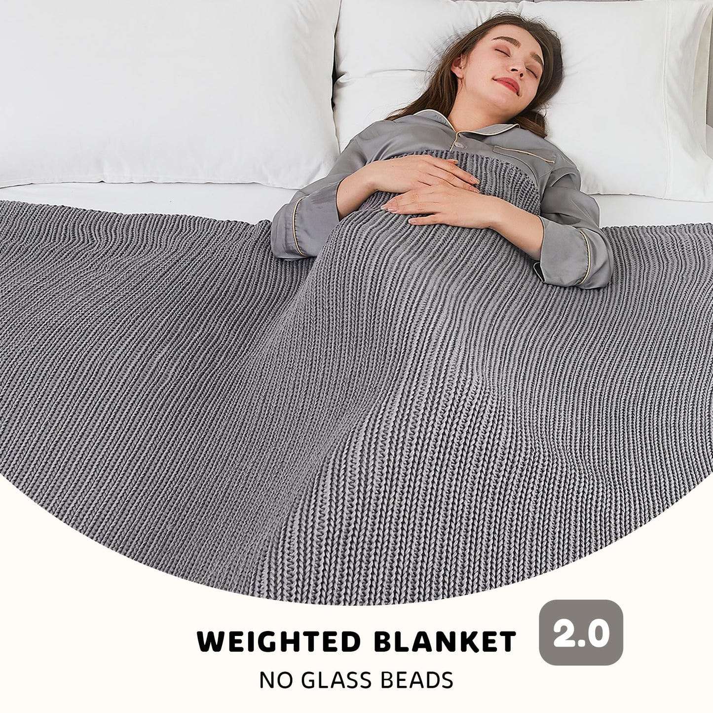 L'AGRATY Knitted Weighted Blanket - 60"x80" 15lbs Cooling Chunky Knit Heavy Blanket for Adults Braided Crochet Throw Thick Cable Yarn Knit Decorative Blanket No Beads Evenly Weighted Machine Washable