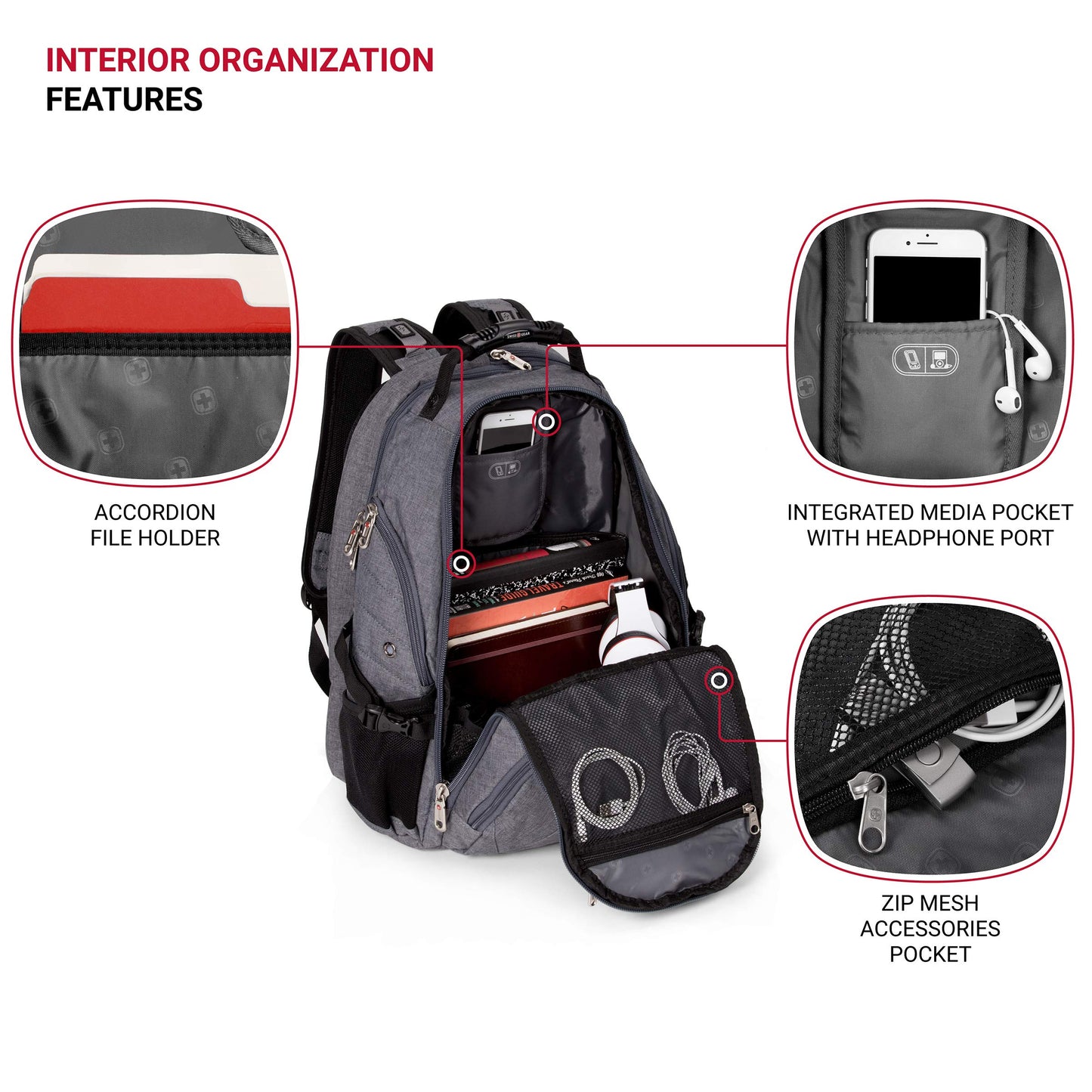 SwissGear 1900 Scansmart TSA 17-Inch Laptop Backpack, Gray/Black