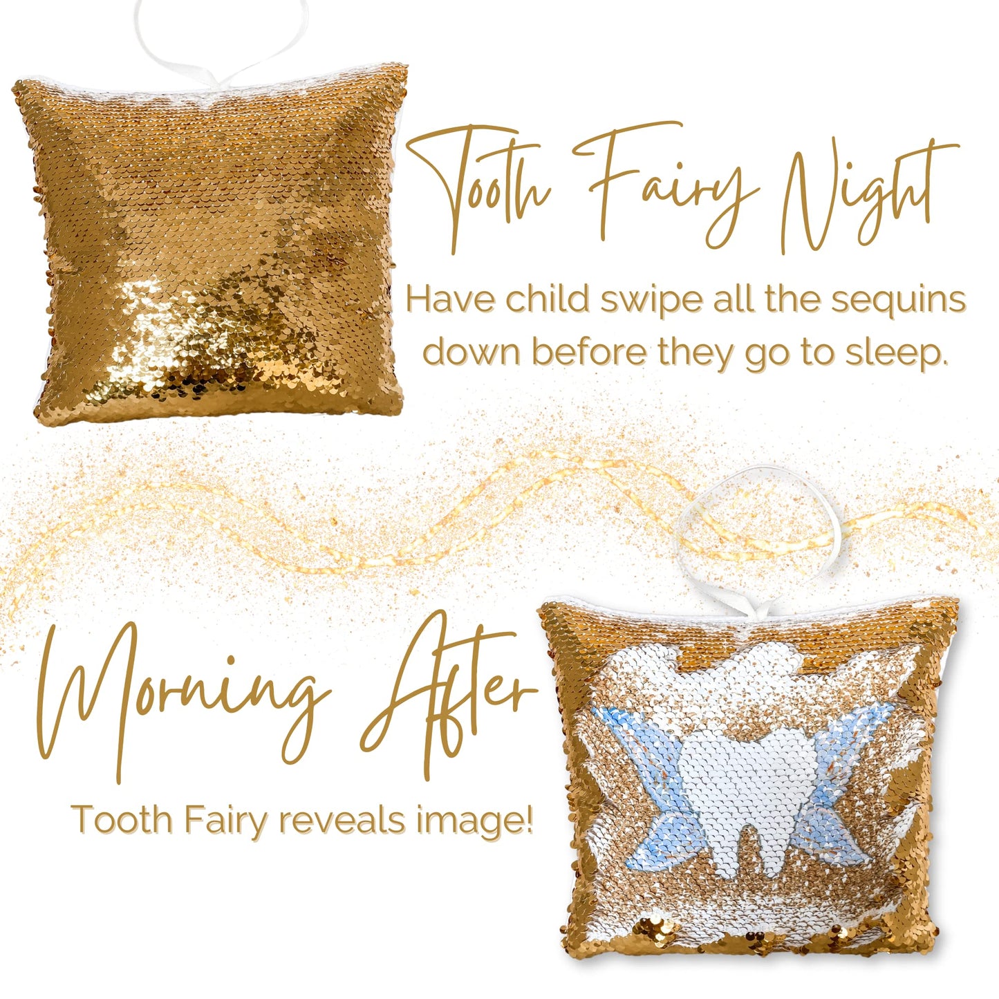 Tooth Fairy Pillow Kit for Girls and Boys - Tooth Fairy Evidence Kit with Tooth Fairy Bag - Multi Color Reversible Sequin and Large Pocket - Tooth Pillow with Letter & 2 Customizable Certificates