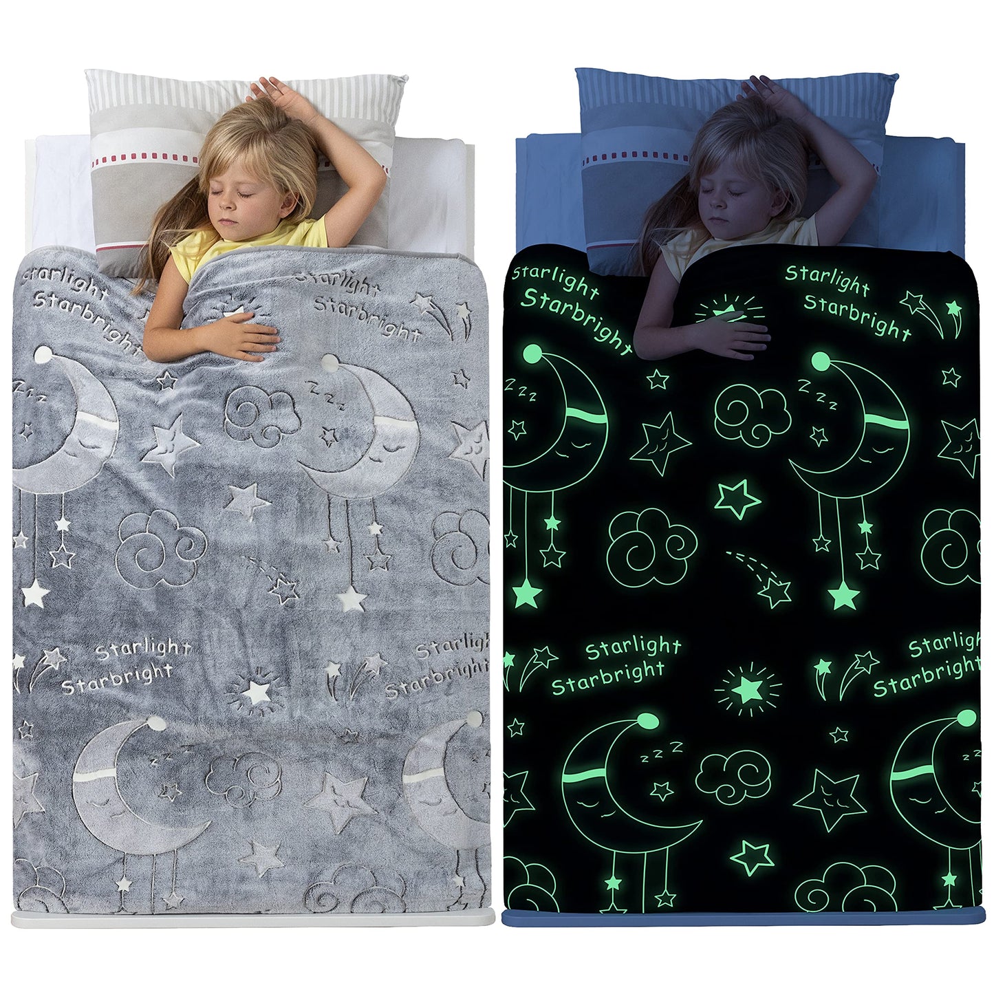 Glow in The Dark Dinosaur Blanket for Boys –Soft Plush Blue Fleece Throw Blanket. Great Dinosaur Gifts for Kids, Grandkids, Baby, Toddler, Birthday, Christmas! 8+ Hour Glow. (50”X60”)