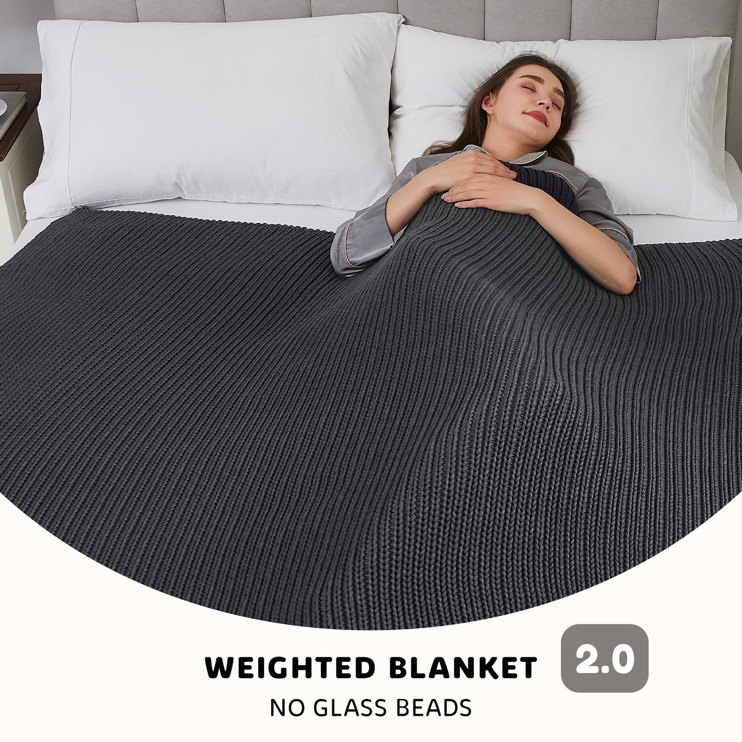 L'AGRATY Knitted Weighted Blanket - 60"x80" 15lbs Cooling Chunky Knit Heavy Blanket for Adults Braided Crochet Throw Thick Cable Yarn Knit Decorative Blanket No Beads Evenly Weighted Machine Washable