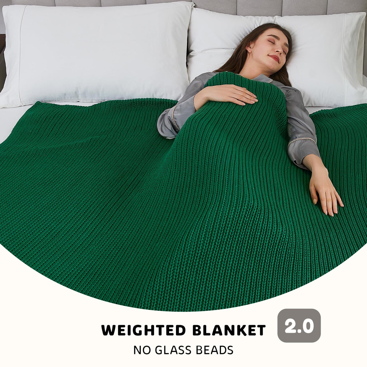 L'AGRATY Knitted Weighted Blanket - 60"x80" 15lbs Cooling Chunky Knit Heavy Blanket for Adults Braided Crochet Throw Thick Cable Yarn Knit Decorative Blanket No Beads Evenly Weighted Machine Washable